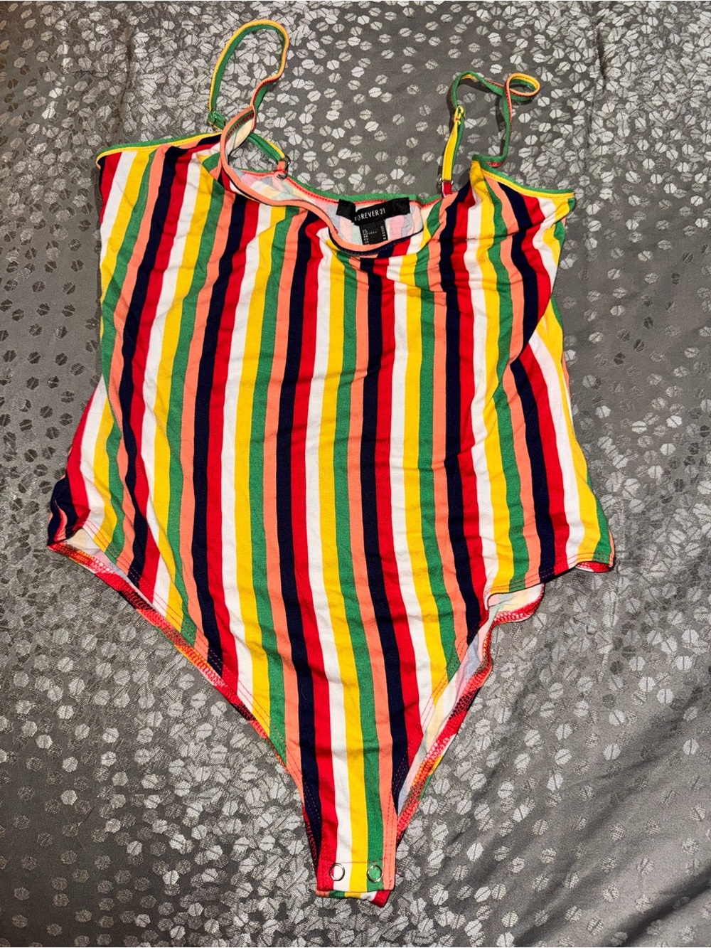 Forever 21 Rainbow Stripe Bodysuit- Multicolor